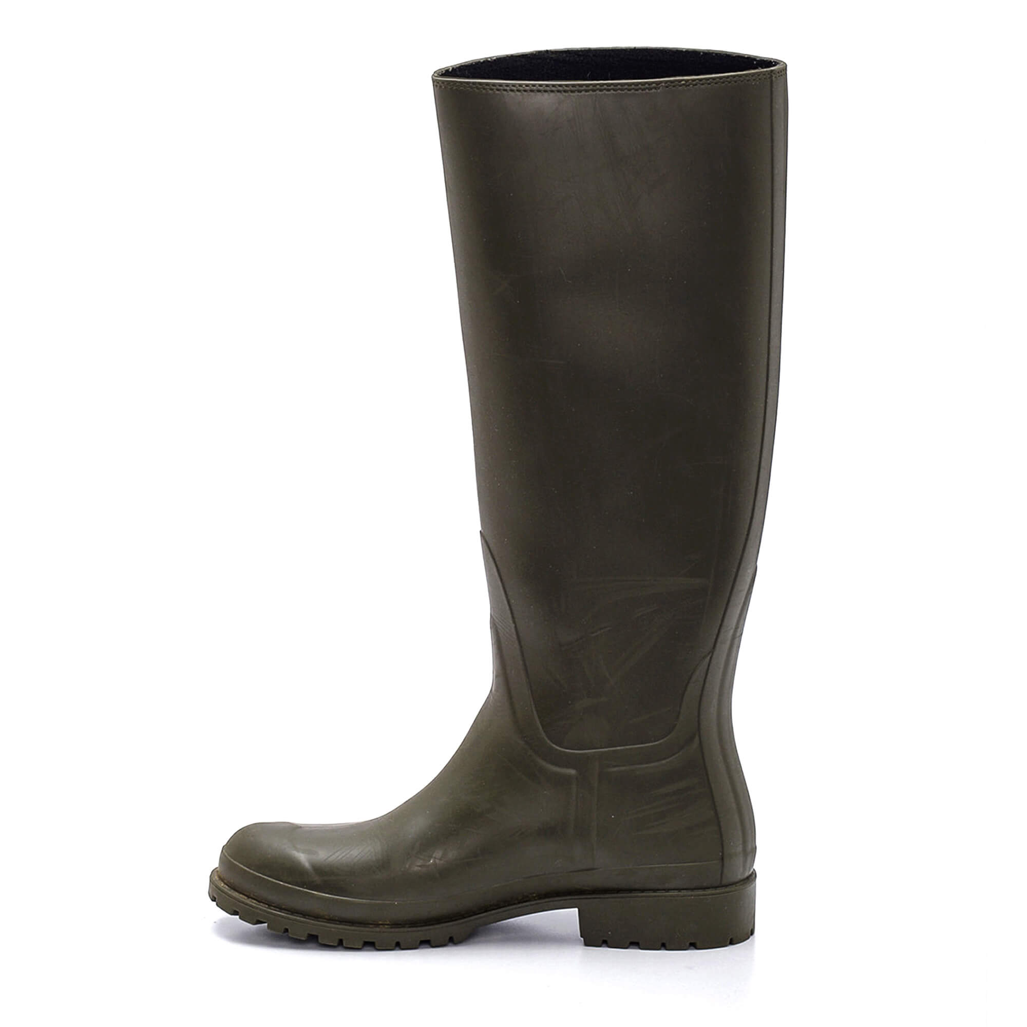 Yves Saint Laurent - Khaki Rubber Rain Boots 